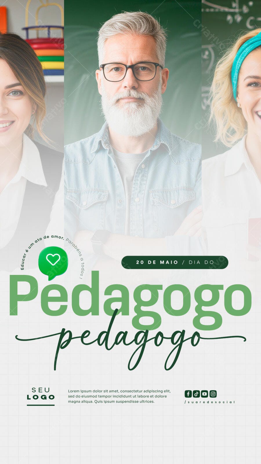 Flyer Dia do Professor 20 de Maio PSD Editável