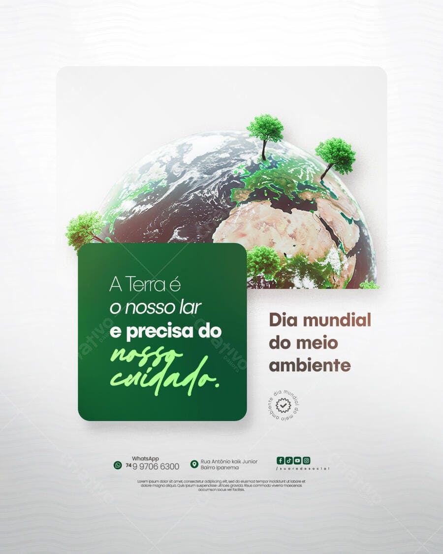 Post para o Dia Mundial do Meio Ambiente PSD Editável