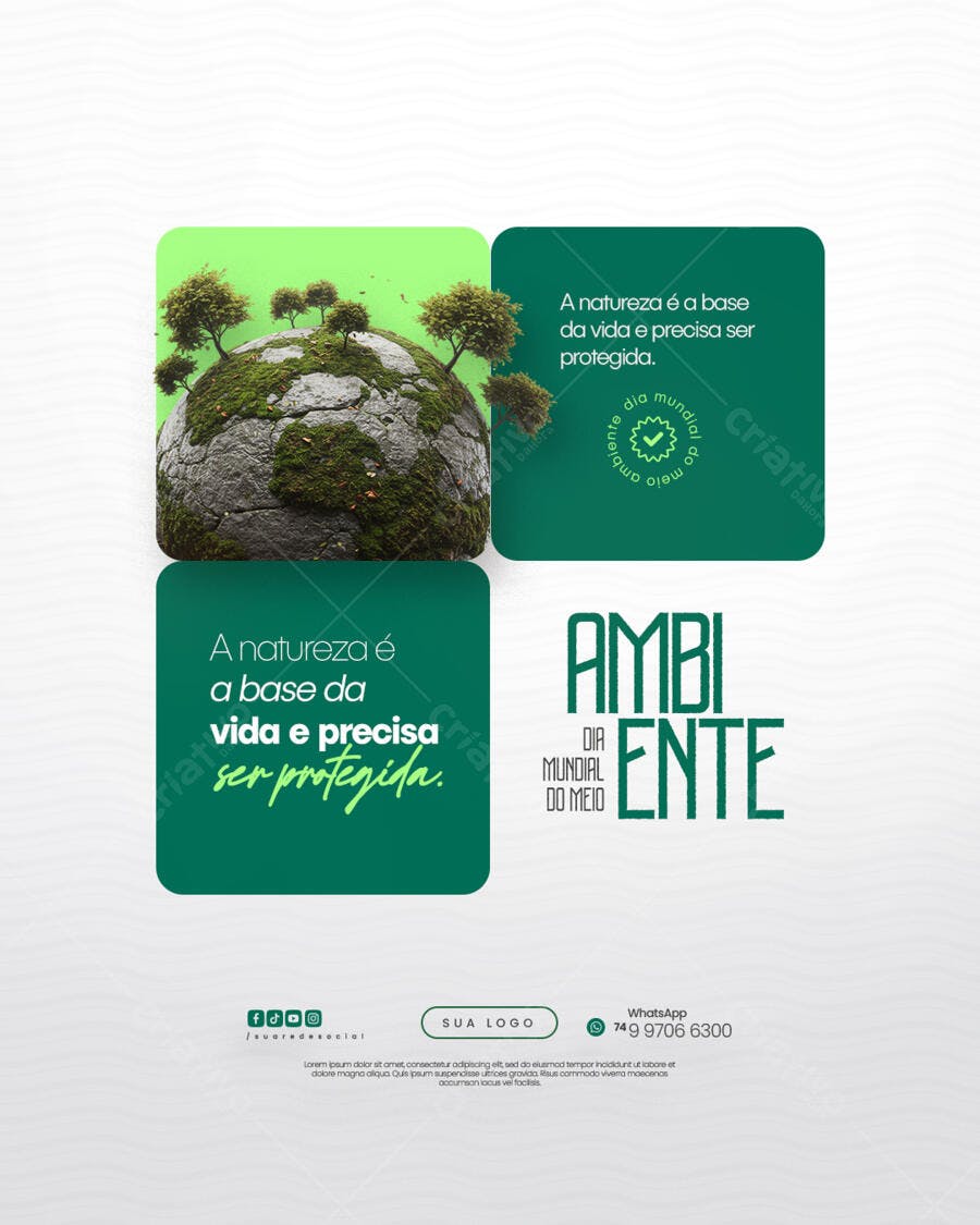 Post para o Dia Mundial do Meio Ambiente PSD Editável