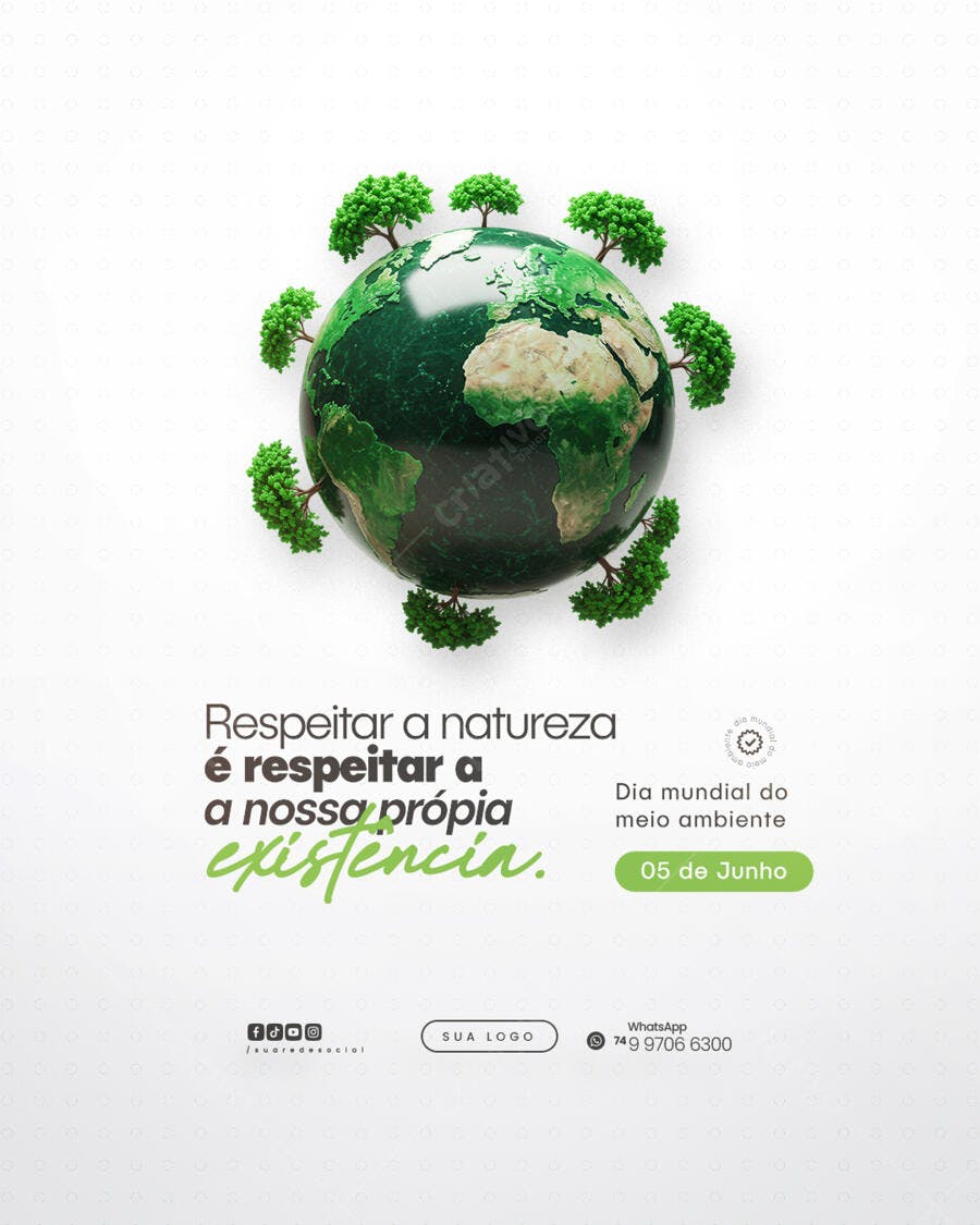 Post para o Dia Mundial do Meio Ambiente PSD Editável