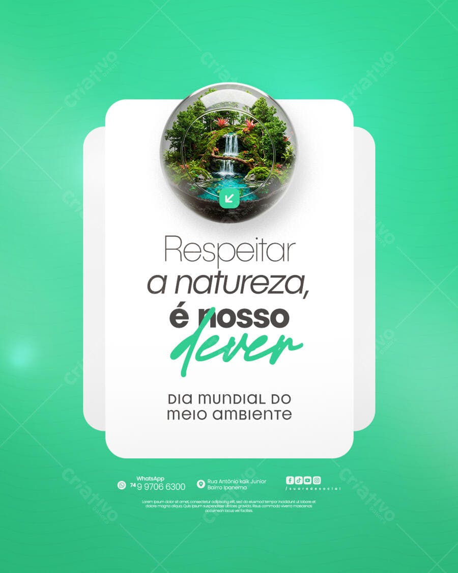 Post para o Dia Mundial do Meio Ambiente PSD Editável