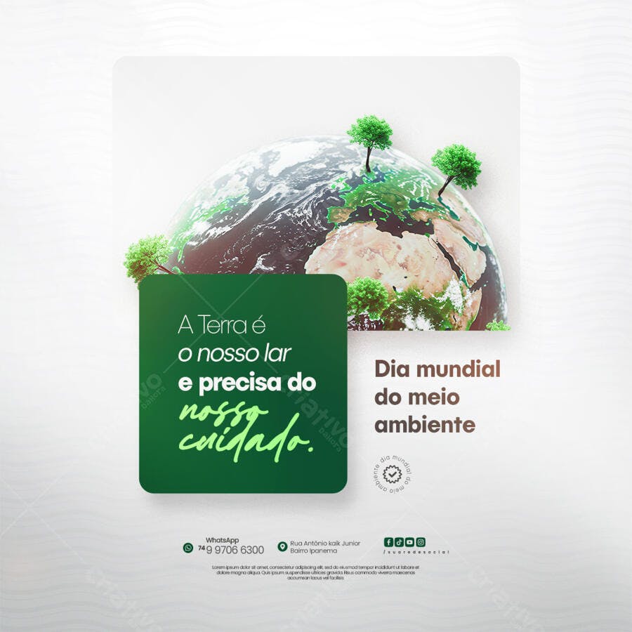 Post para o Dia Mundial do Meio Ambiente PSD Editável