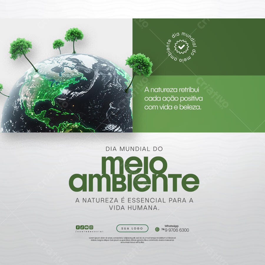 Post para o Dia Mundial do Meio Ambiente PSD Editável