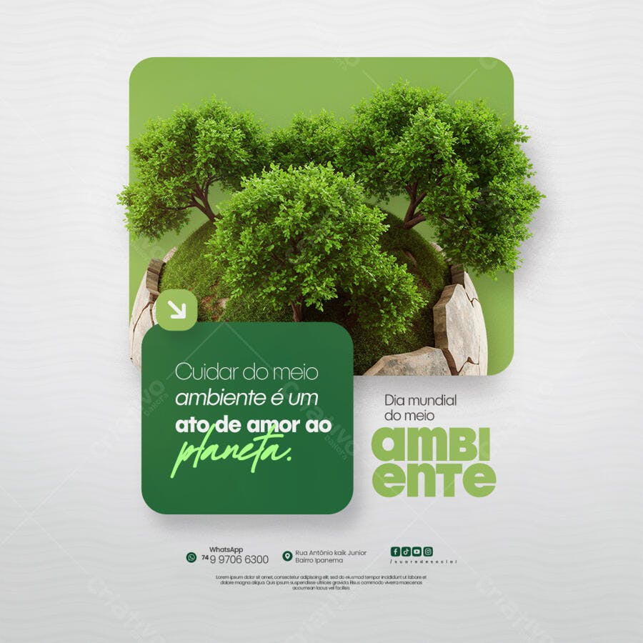 Post para o Dia Mundial do Meio Ambiente PSD Editável