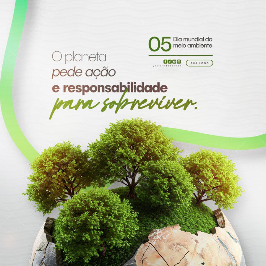 Post para o Dia Mundial do Meio Ambiente PSD Editável