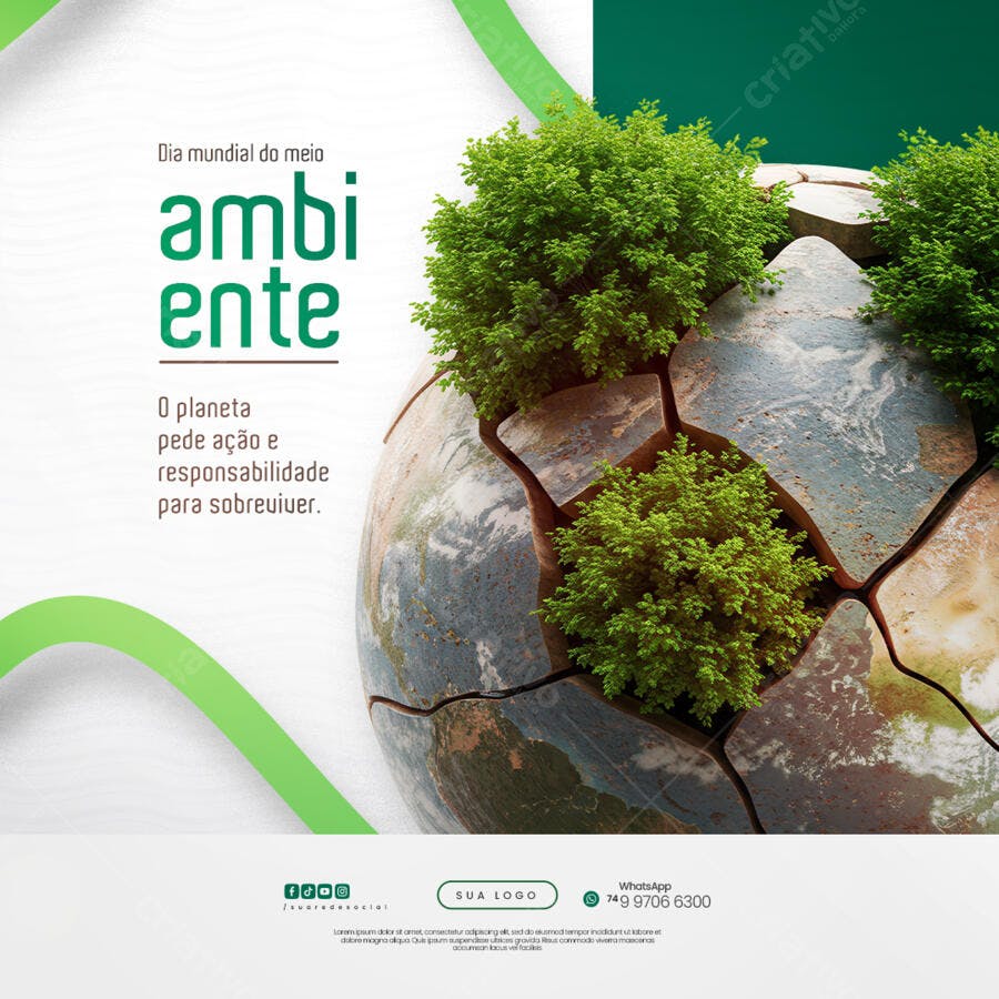 Post para o Dia Mundial do Meio Ambiente PSD Editável