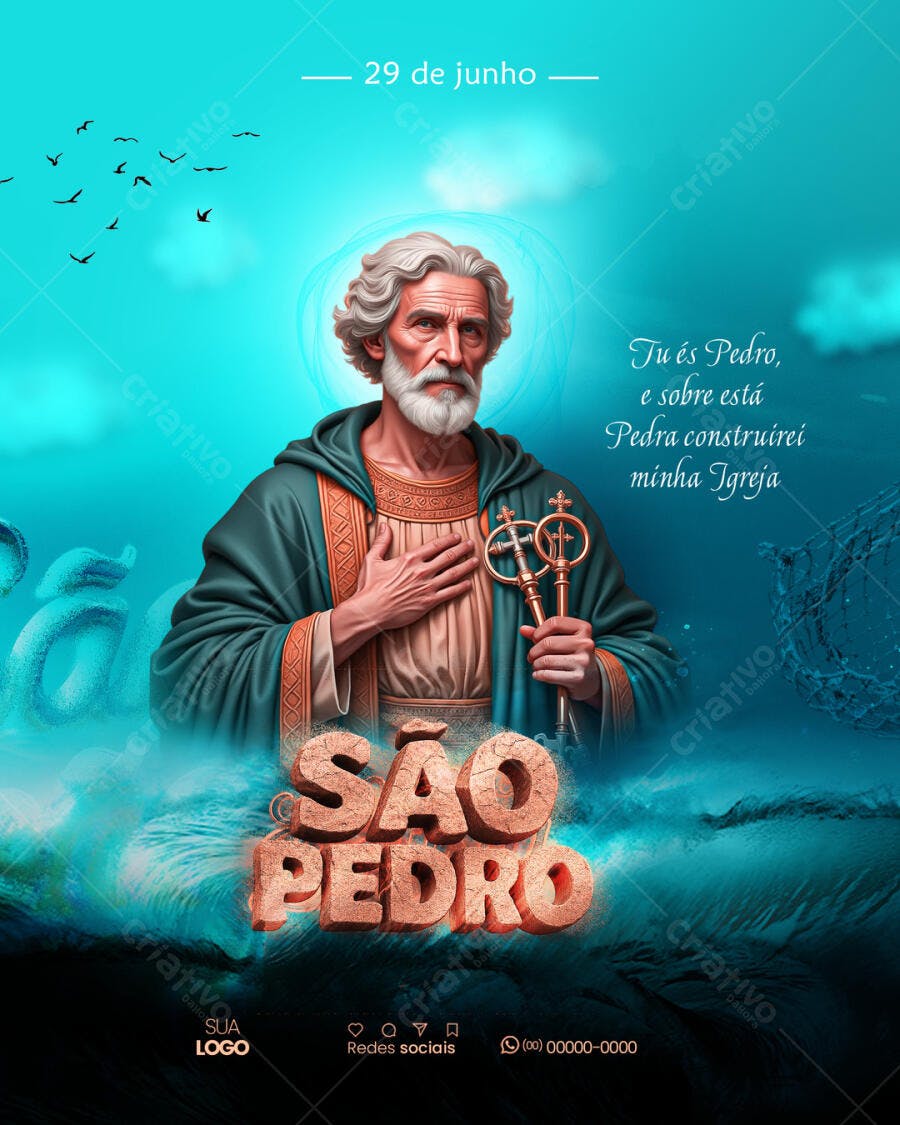 Flyer Dia de São Pedro 29 de Junho PSD Editável