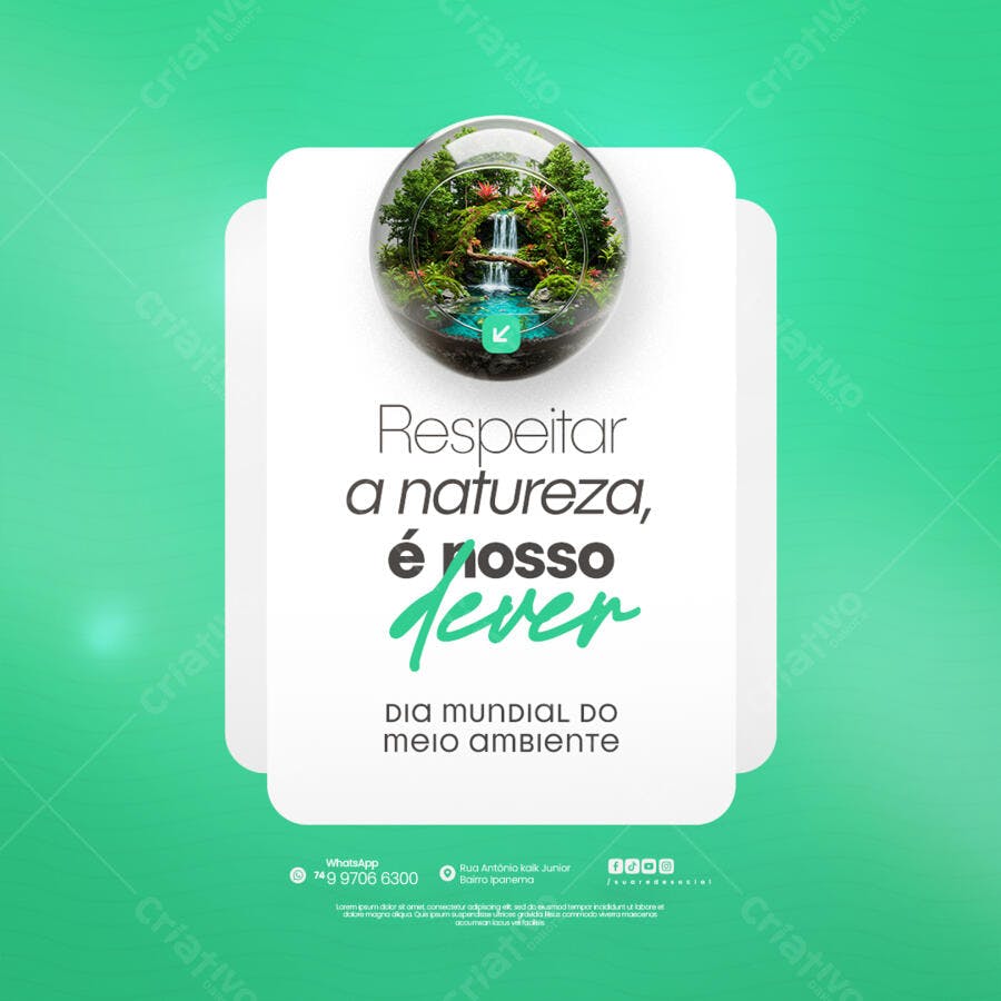 Post para o Dia Mundial do Meio Ambiente PSD Editável