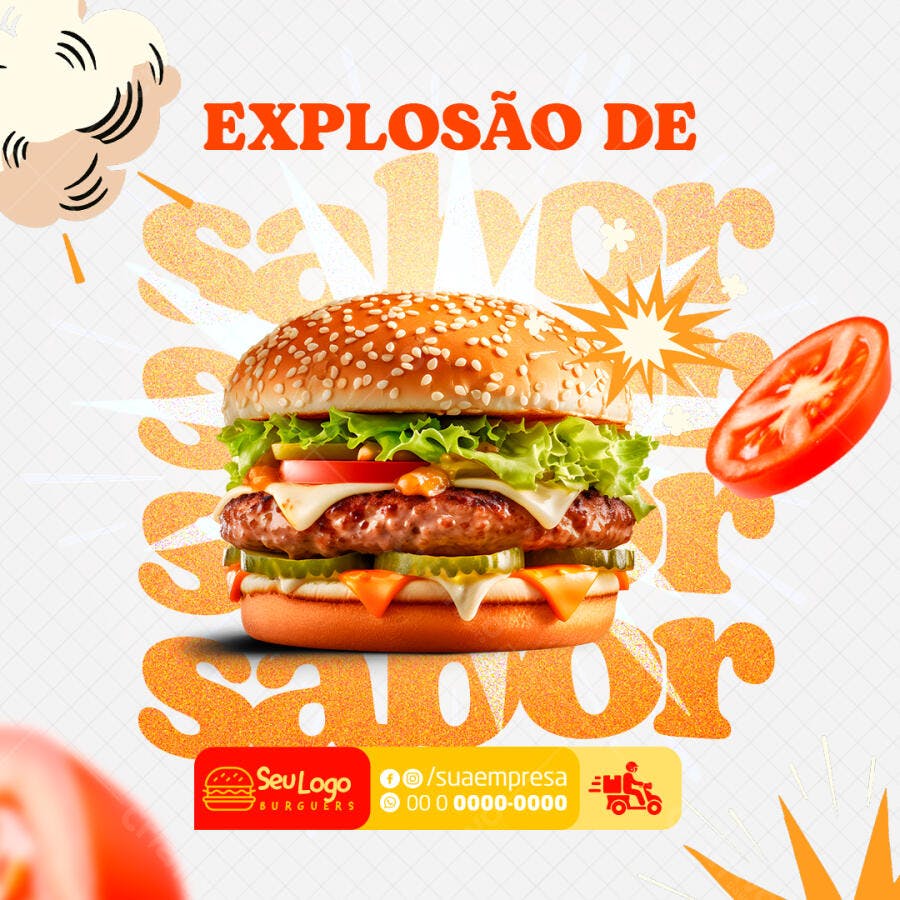 Flyer para Lançamento de Hambúrguer PSD Editável