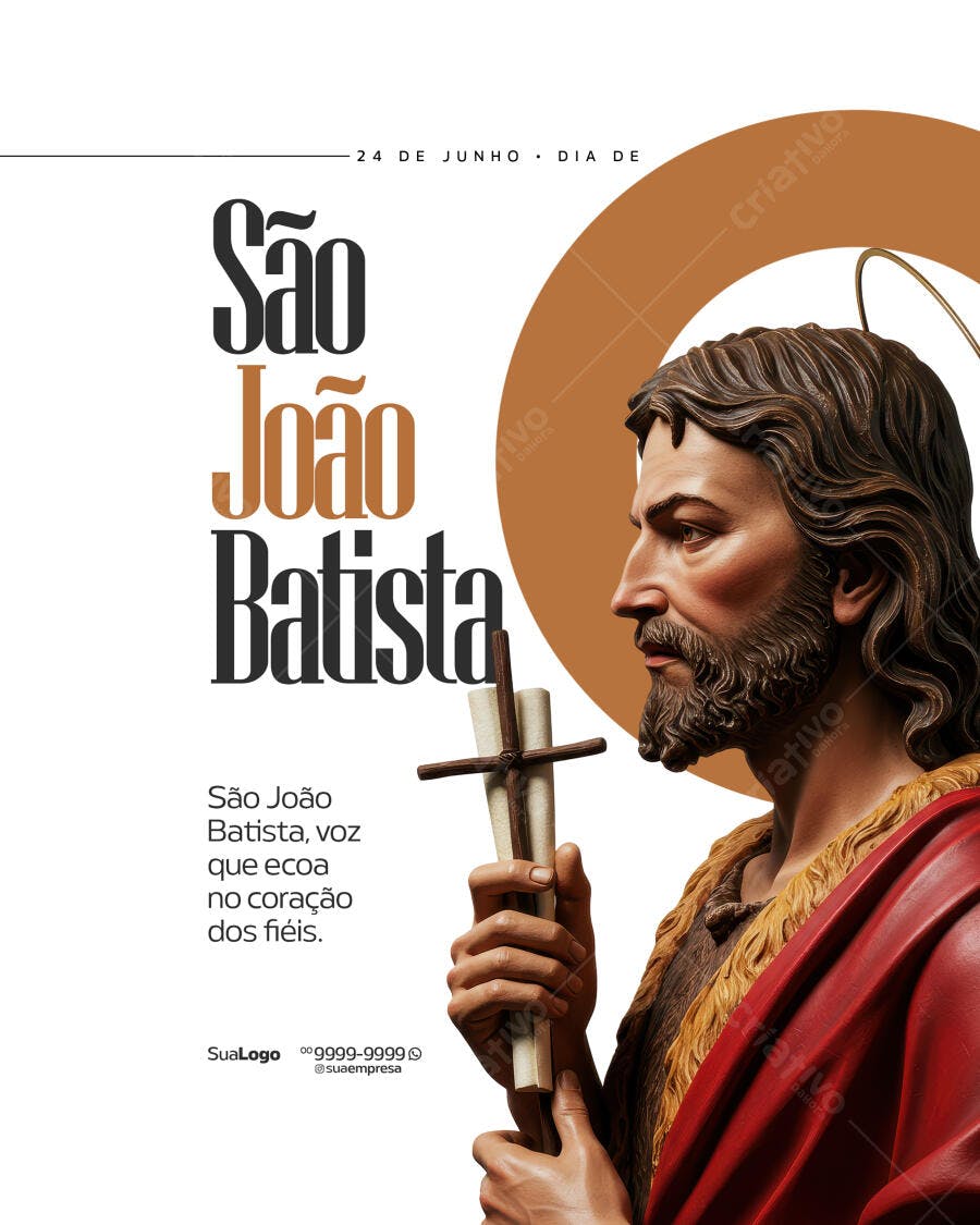 Post para Dia de São João Batista PSD Editável