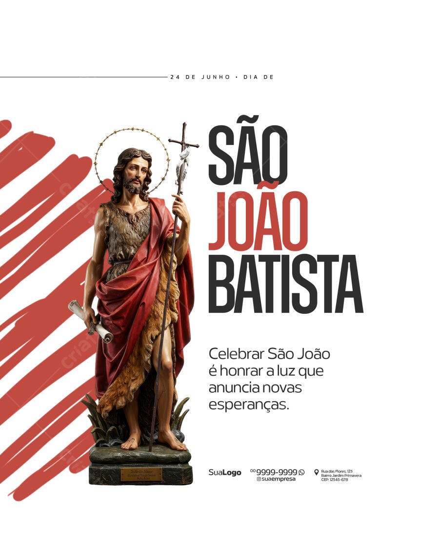 Post para Dia de São João Batista PSD Editável