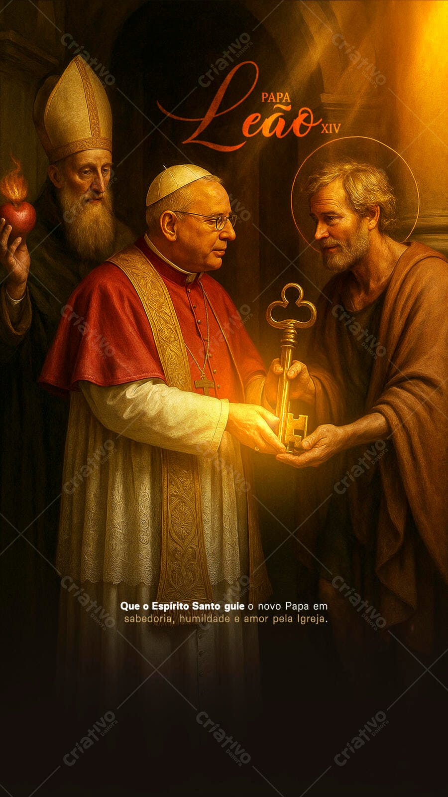 Arte Religiosa Papa Leão XIV PSD Editável
