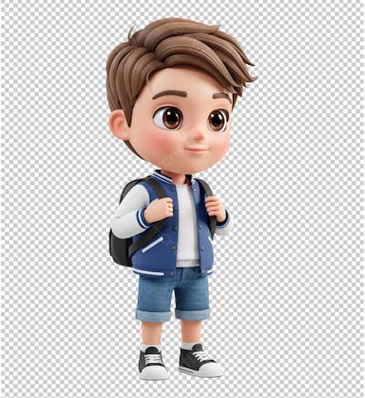 Personagem em 3D Menino com Uniforme Escolar