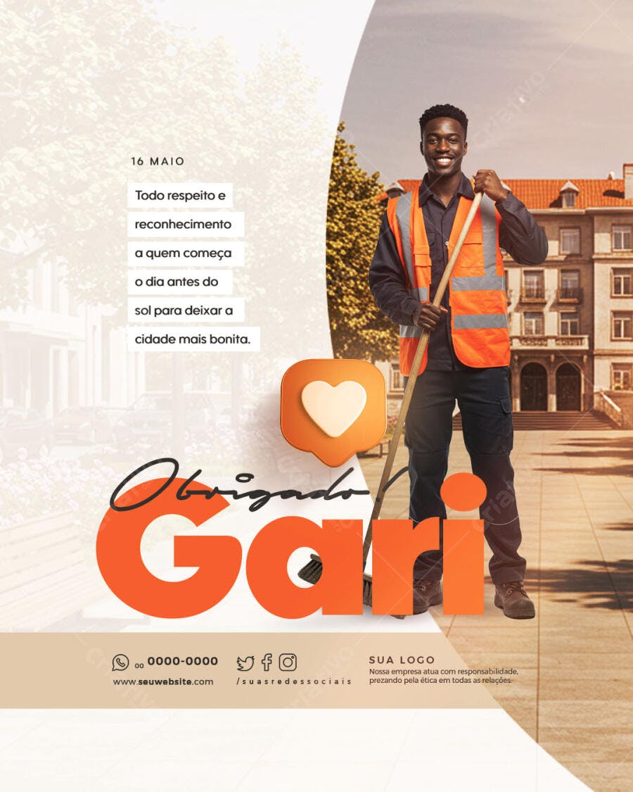 Flyer Dia do Gari PSD Editável - 16 de Maio