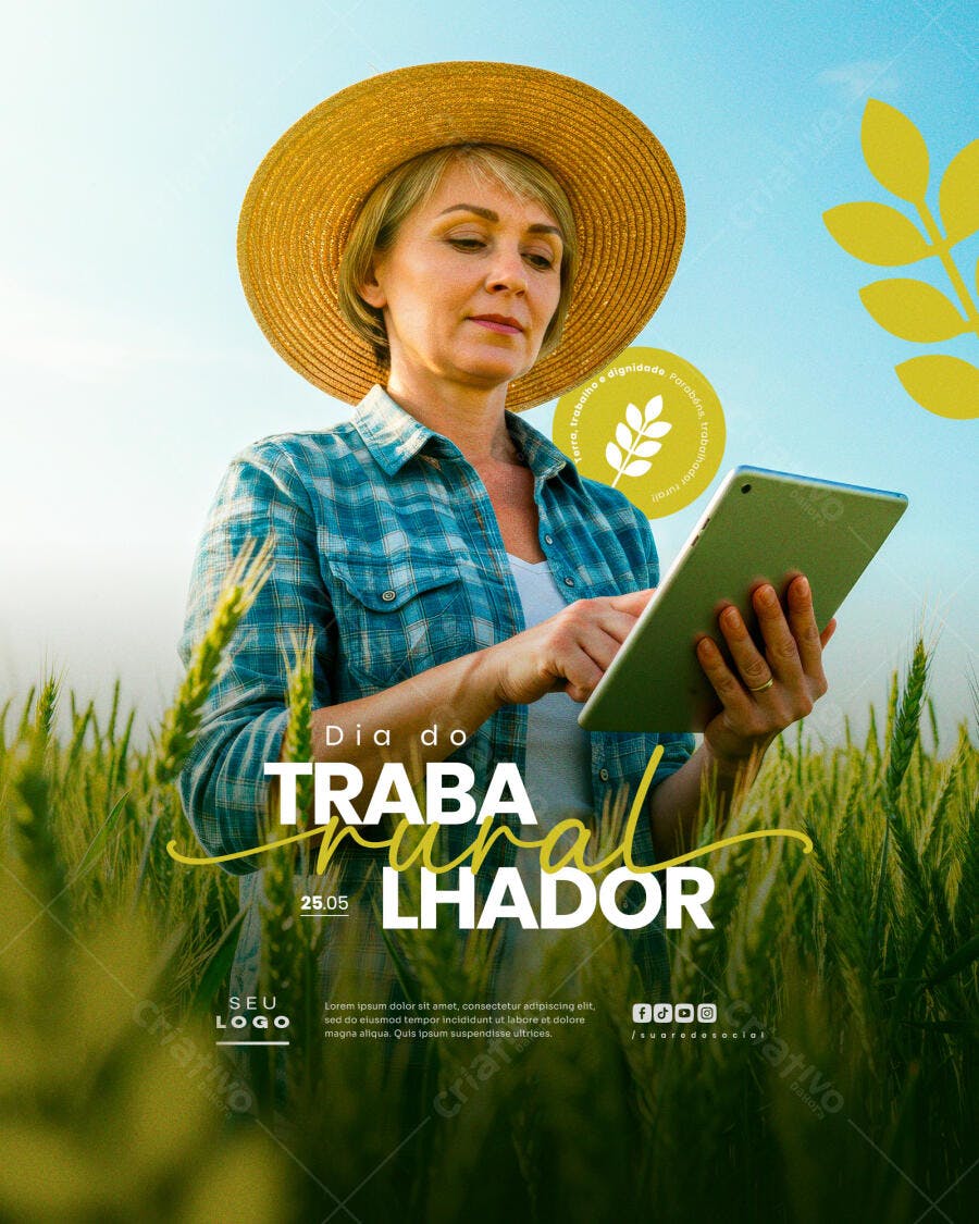 Flyer Dia do Trabalhador Rural PSD Editável