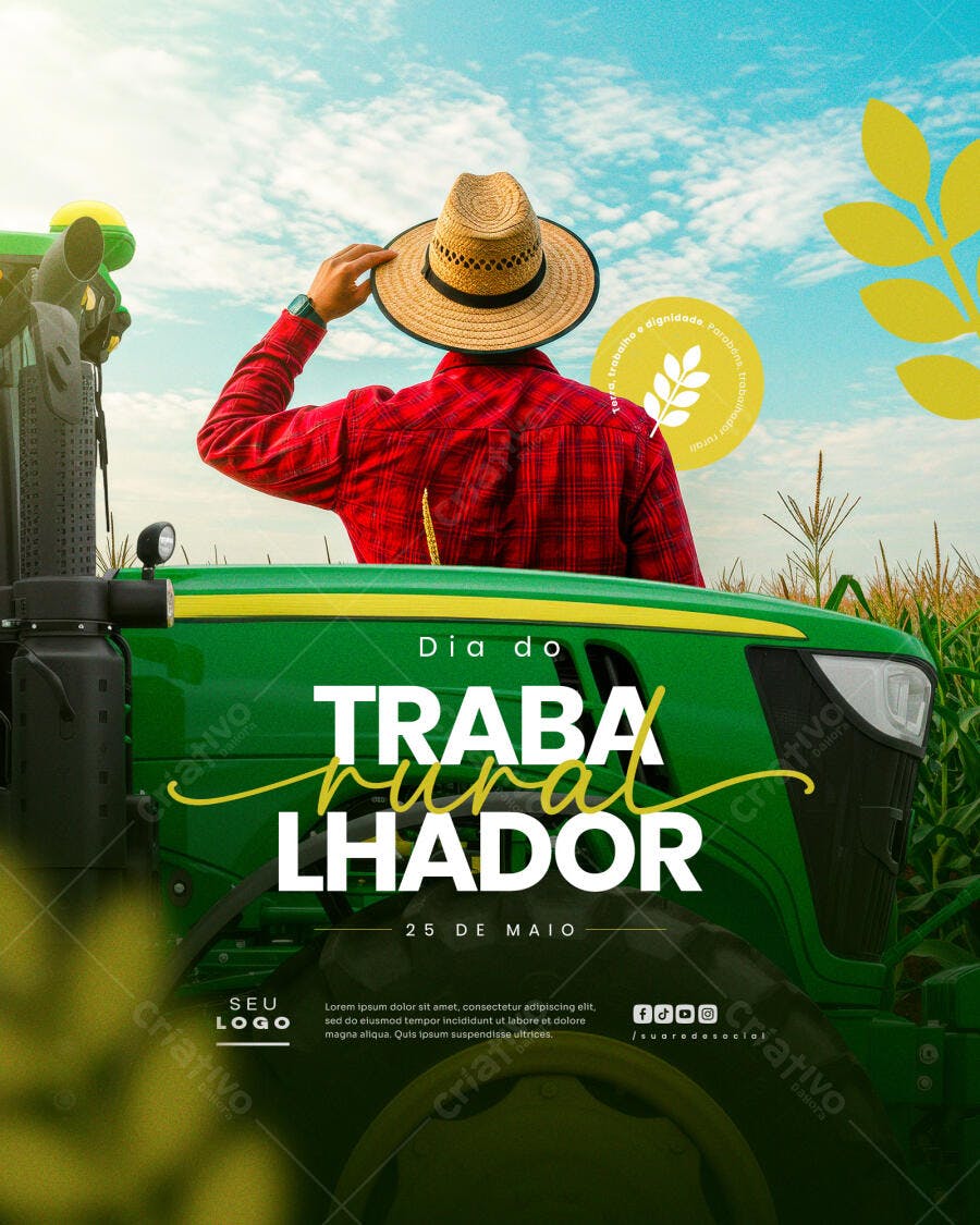 Flyer Dia do Trabalhador Rural PSD Editável