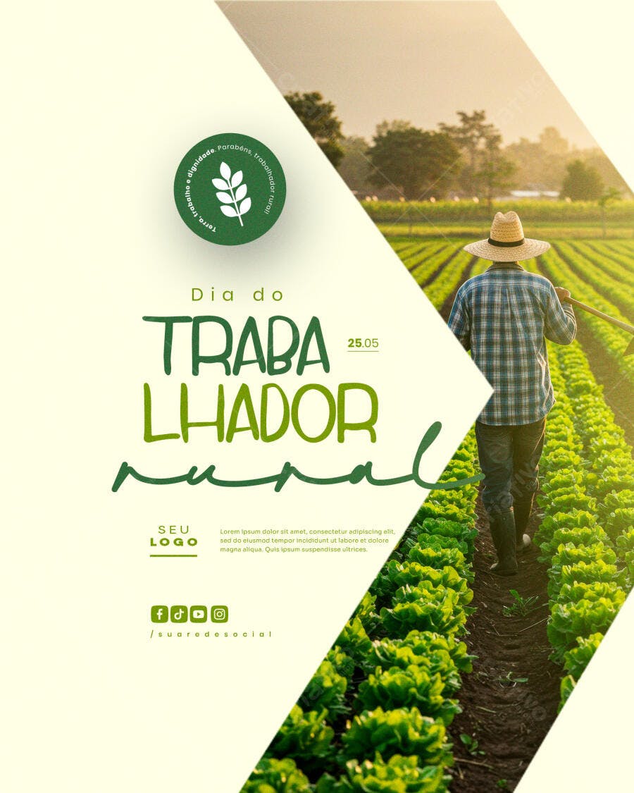 Flyer Dia do Trabalhador Rural PSD Editável