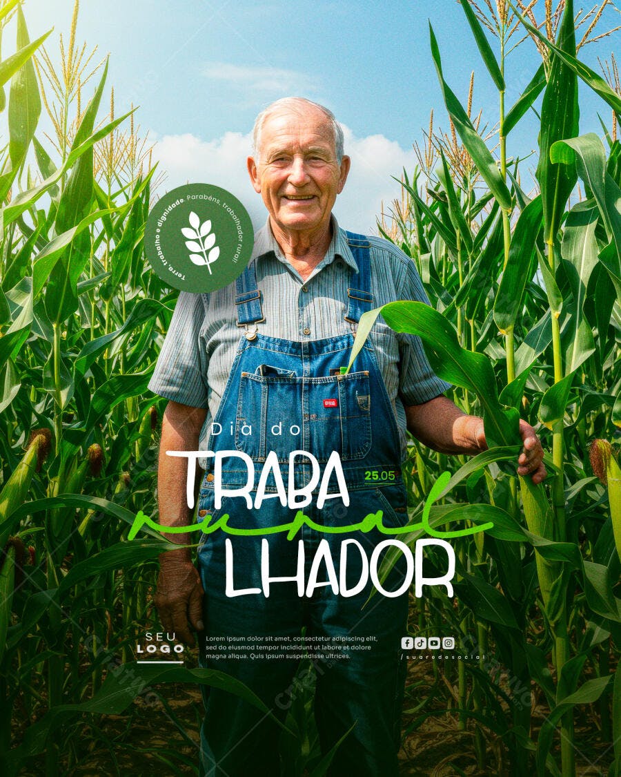 Poster Dia do Trabalhador Rural PSD Editável