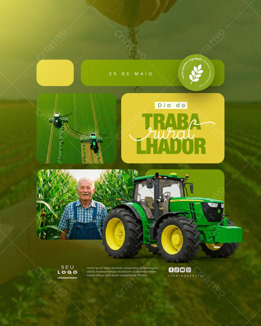 Post para Dia do Trabalhador Rural PSD Editável