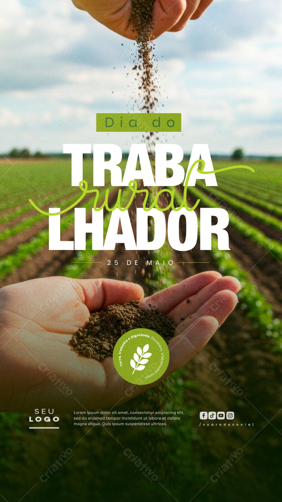 Flyer Dia do Trabalhador Rural PSD Editável