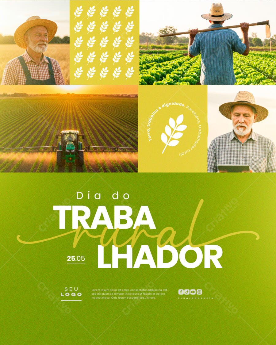 Flyer Dia do Trabalhador Rural PSD Editável