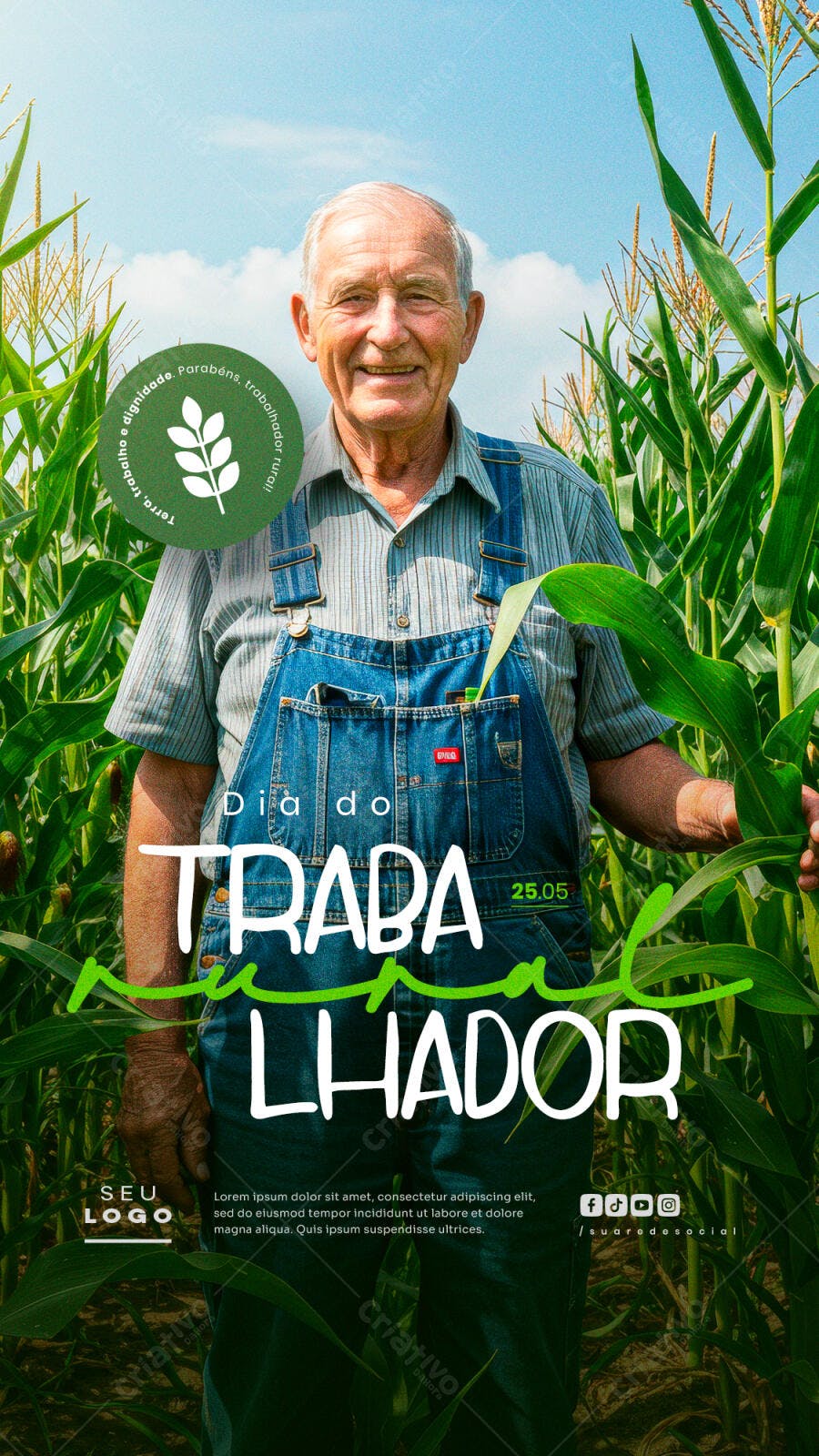 Flyer Dia do Trabalhador Rural PSD Editável