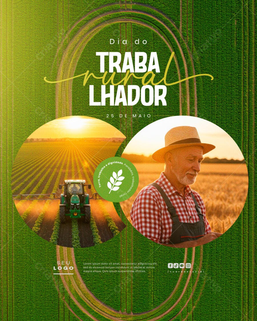 Flyer Dia do Trabalhador Rural PSD Editável