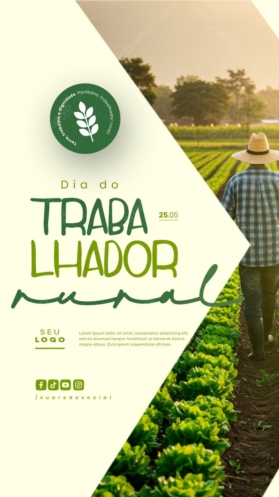 Flyer Dia do Trabalhador Rural PSD Editável