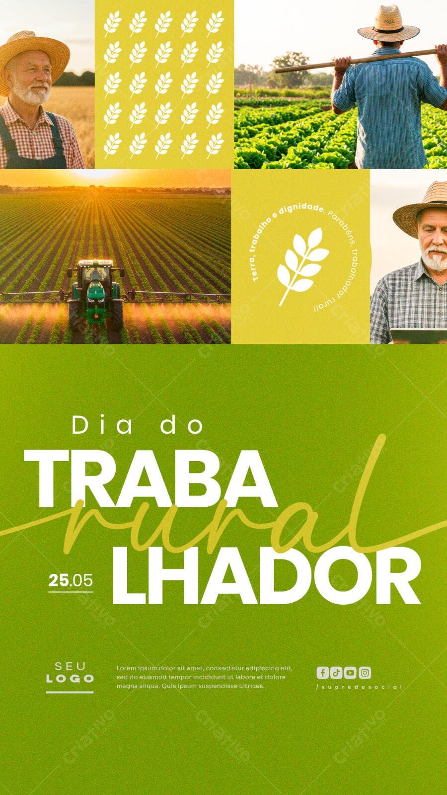 Flyer Dia do Trabalhador Rural PSD Editável