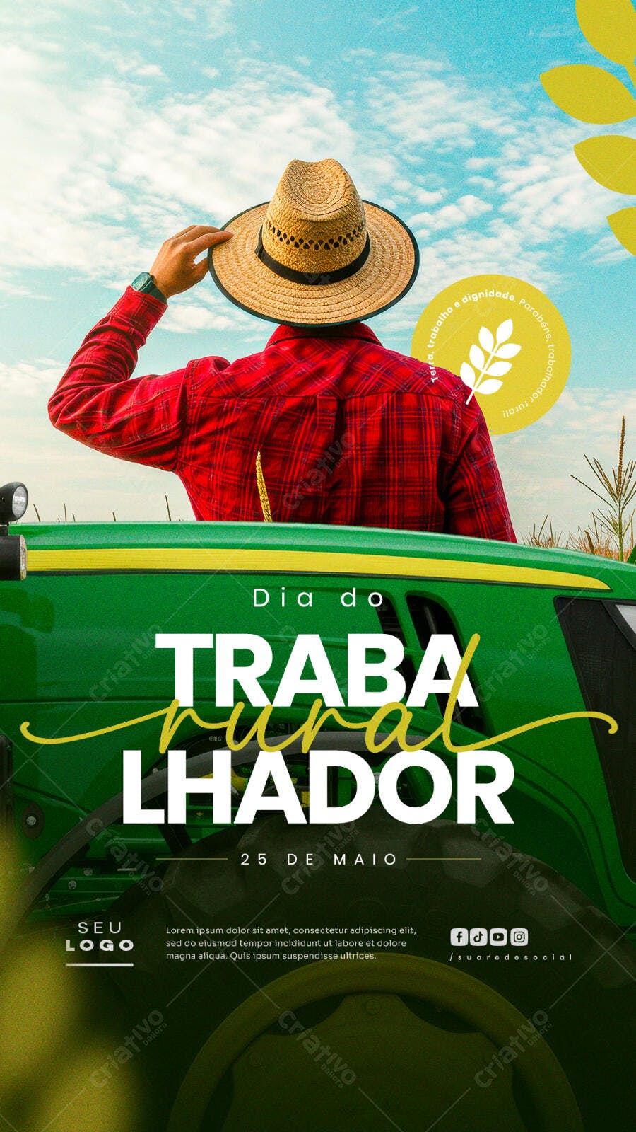 Flyer Dia do Trabalhador Rural PSD Editável