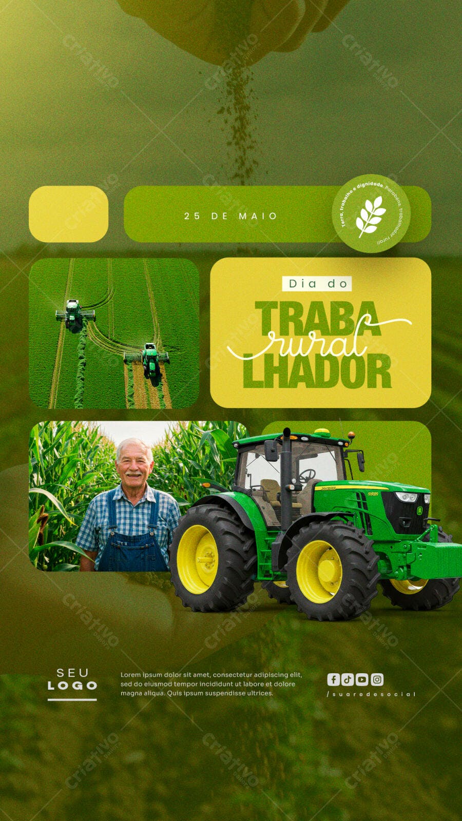 Flyer Dia do Trabalhador Rural PSD Editável