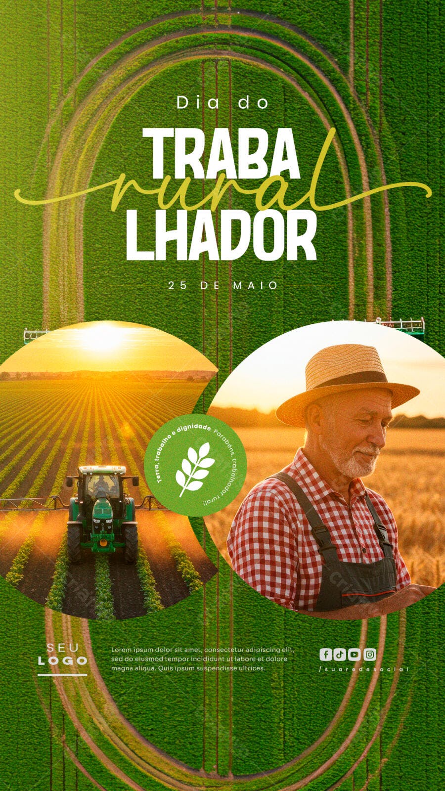 Flyer Dia do Trabalhador Rural PSD Editável