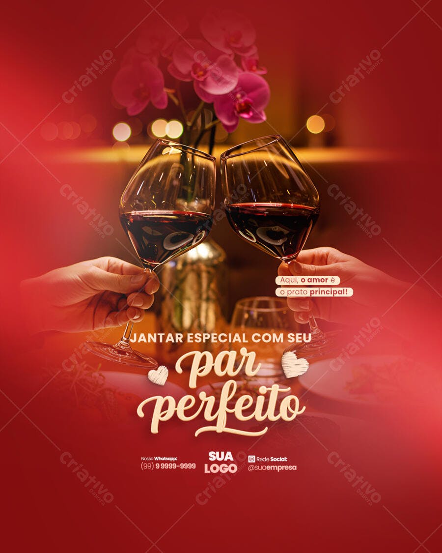 Convite Jantar Romântico Dia dos Namorados PSD Editável