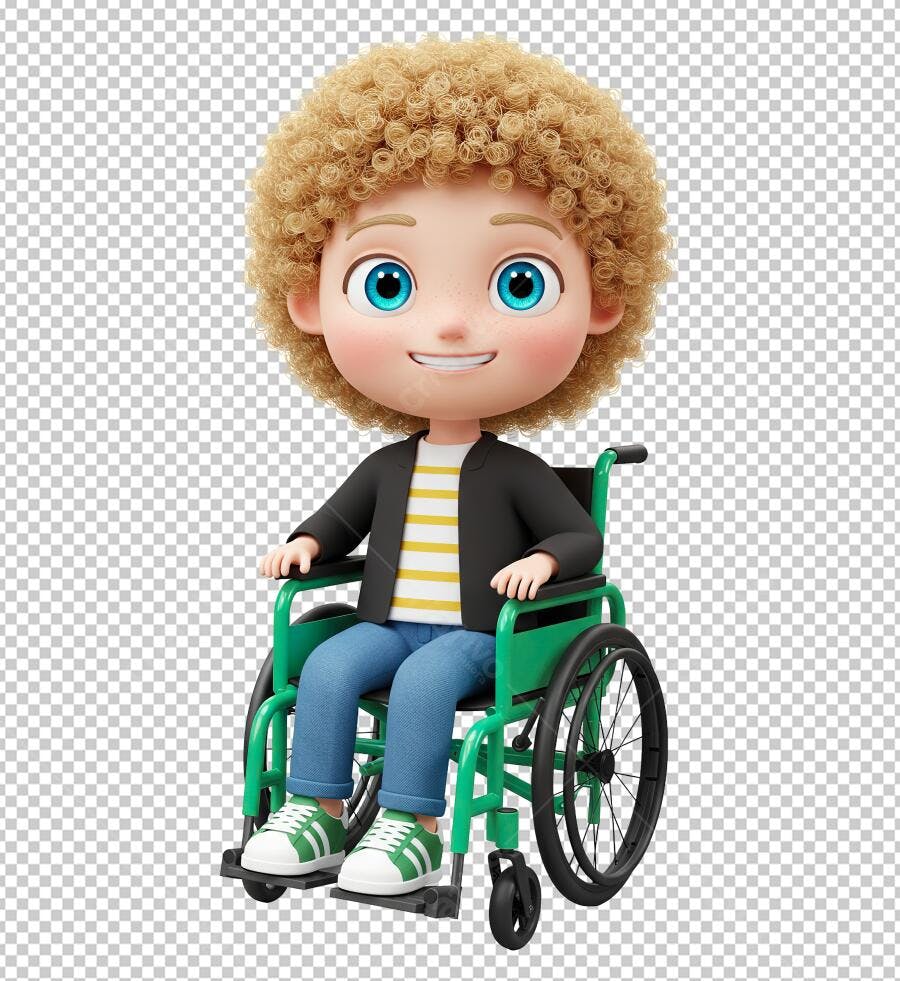 PNG Ilustração Menino Cadeira de Rodas Inclusão