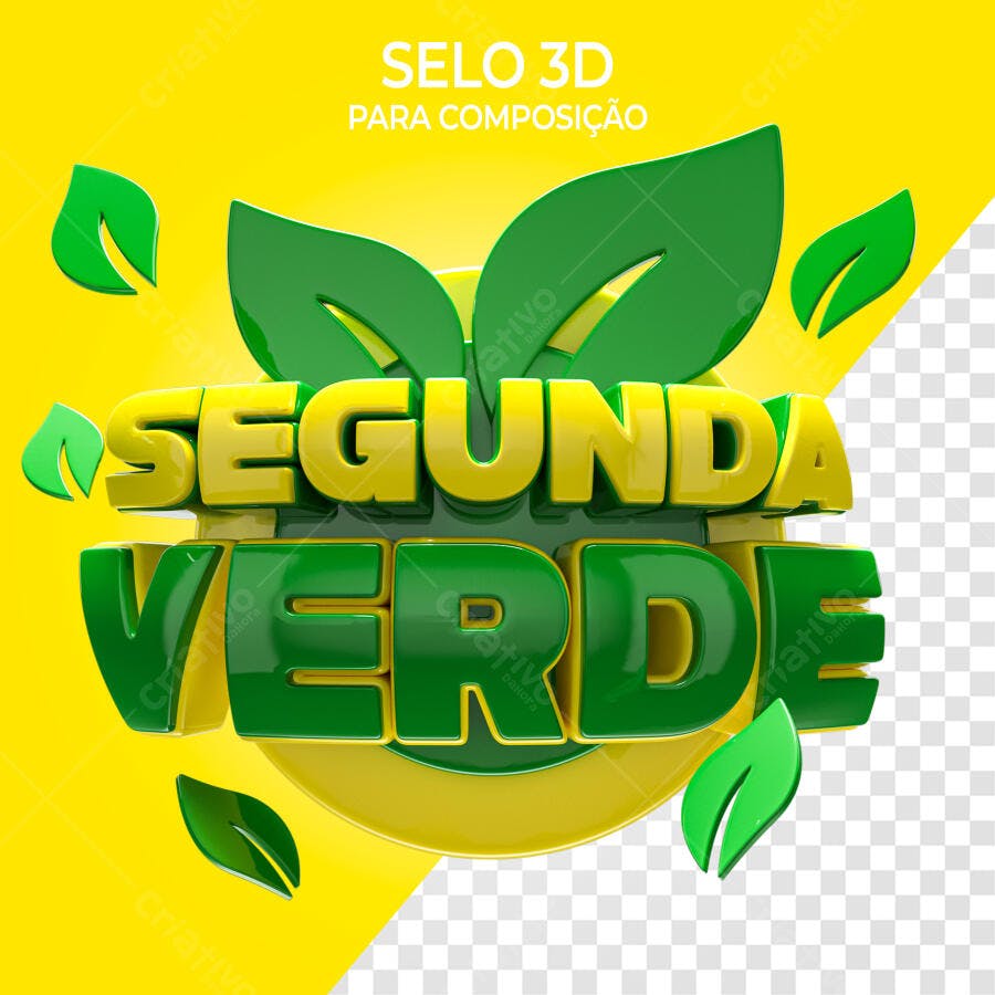 Selo 3D ecológico verde e amarelo brilhante