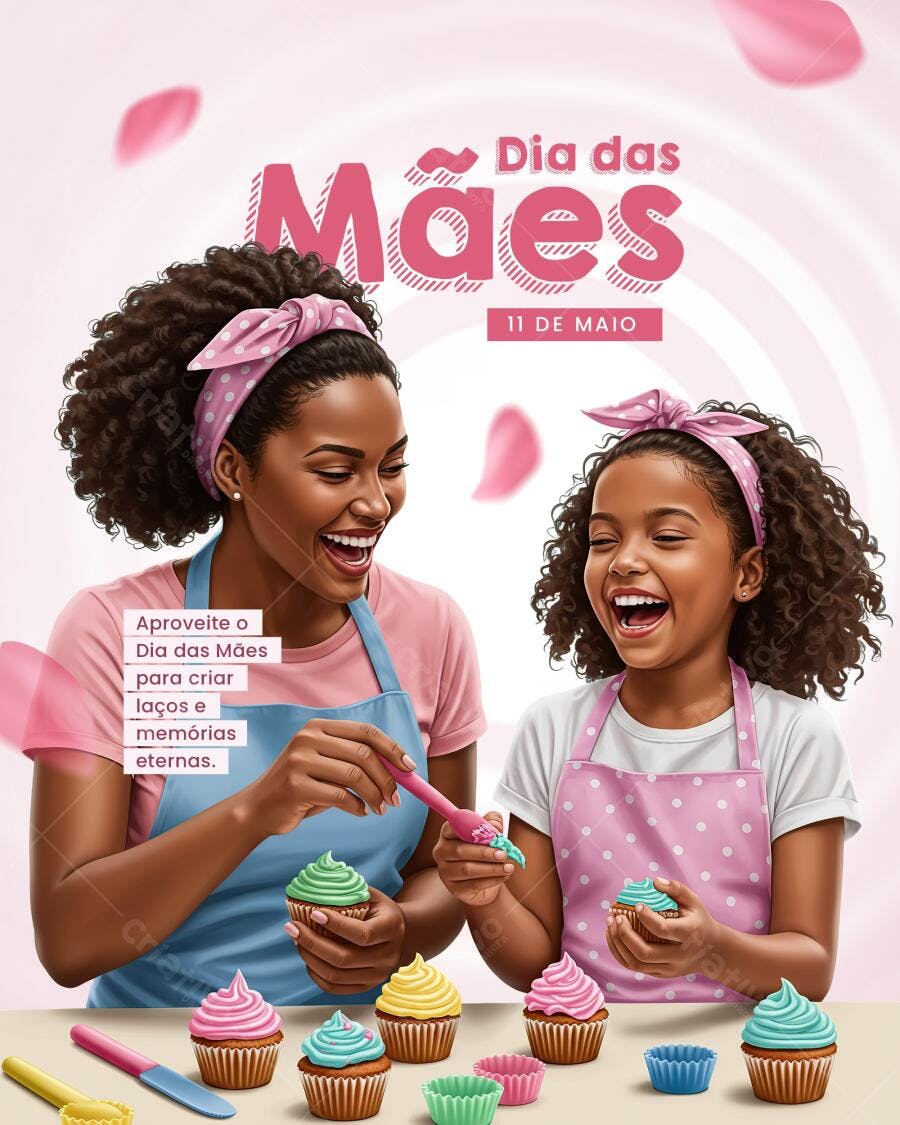 Flyer Dia das Mães com Mãe e Filha PSD Editável
