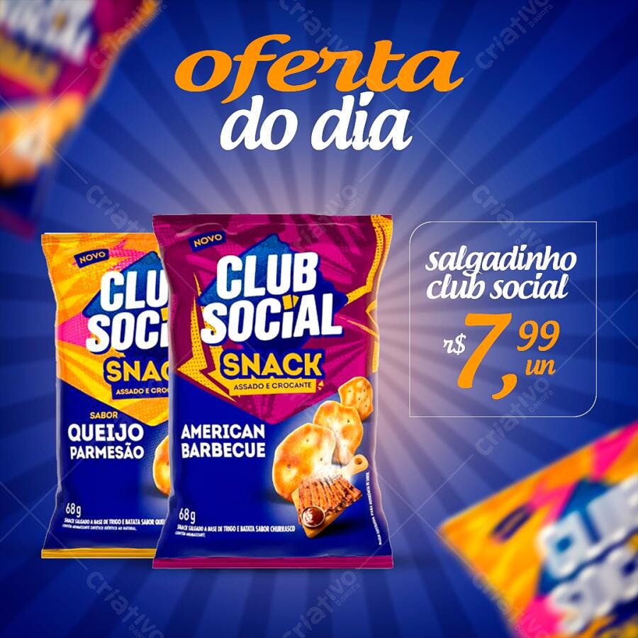 Flyer Oferta do Dia Salgadinho Club Social PSD Editável