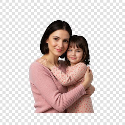 Mãe e filha abraçadas