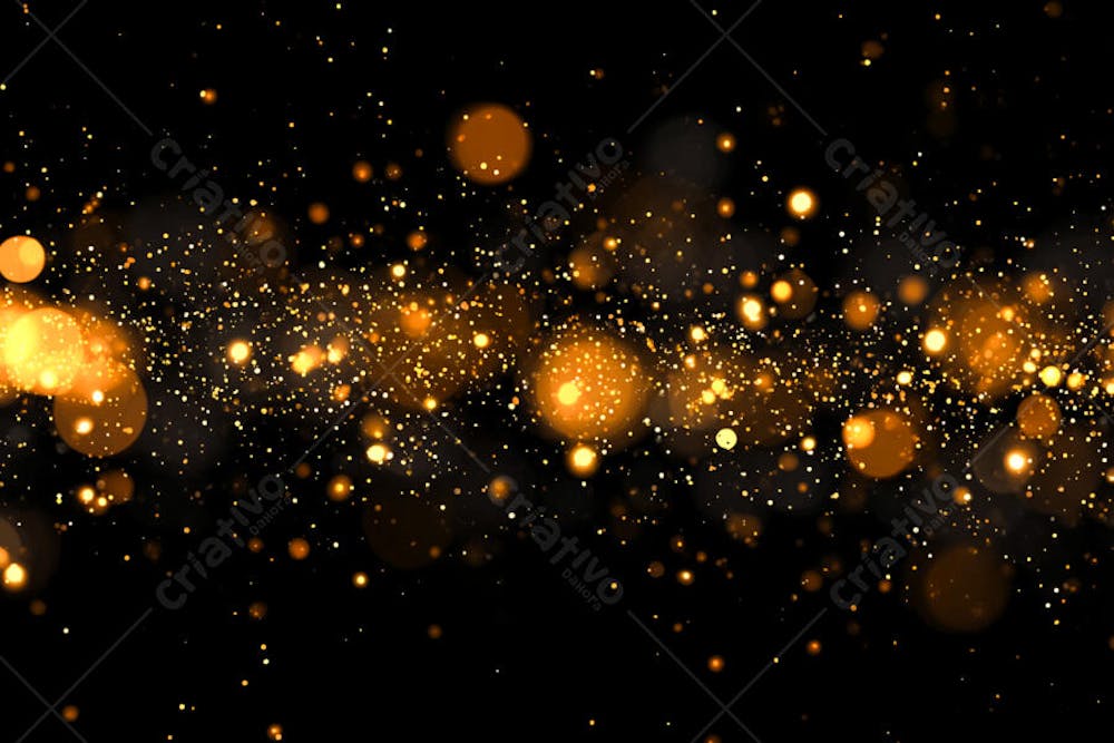 Bokeh dourado luz overlay sobre fundo escuro