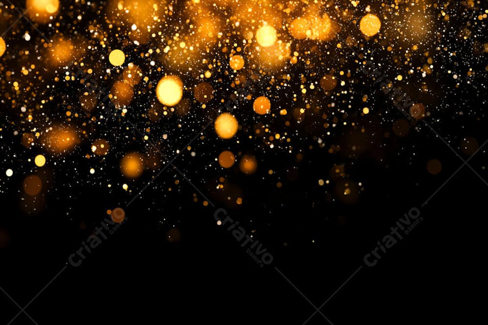 Bokeh dourado luz overlay sobre fundo escuro