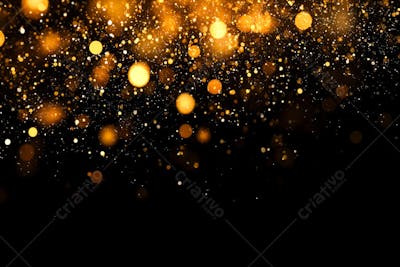 Bokeh dourado luz overlay sobre fundo escuro