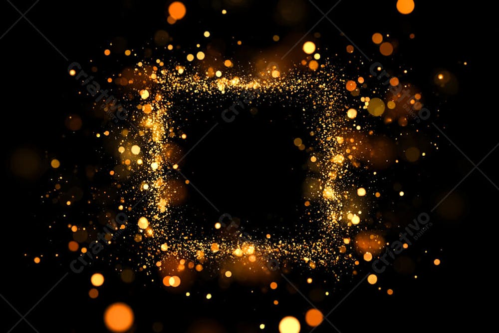 Bokeh dourado luz overlay sobre fundo escuro