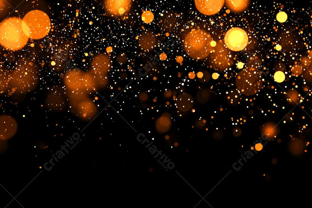 Bokeh dourado luz overlay sobre fundo escuro