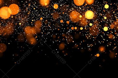 Bokeh dourado luz overlay sobre fundo escuro