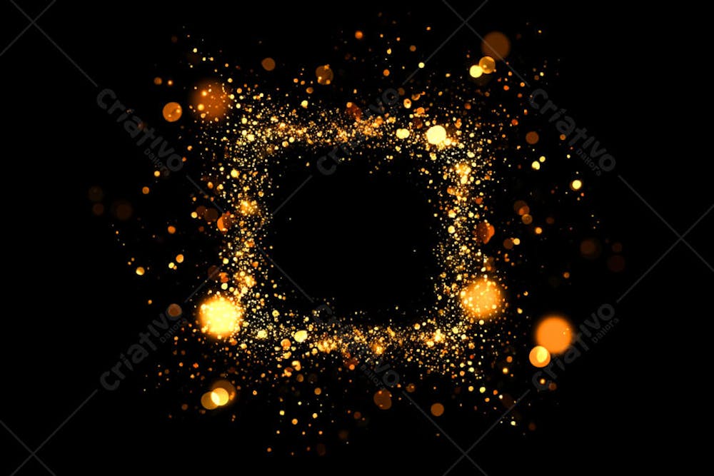 Bokeh dourado luz overlay sobre fundo escuro
