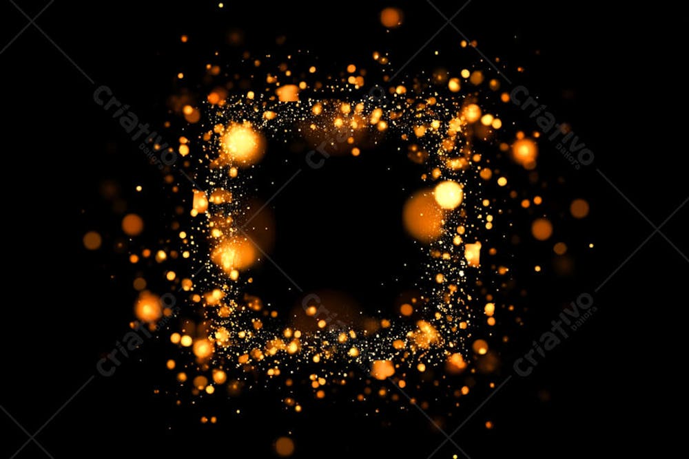 Bokeh dourado luz overlay sobre fundo escuro