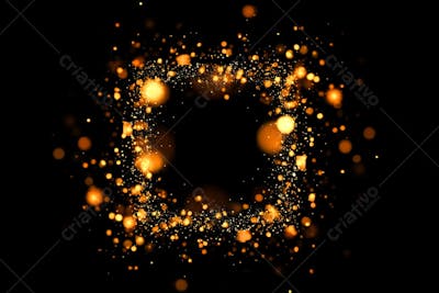 Bokeh dourado luz overlay sobre fundo escuro