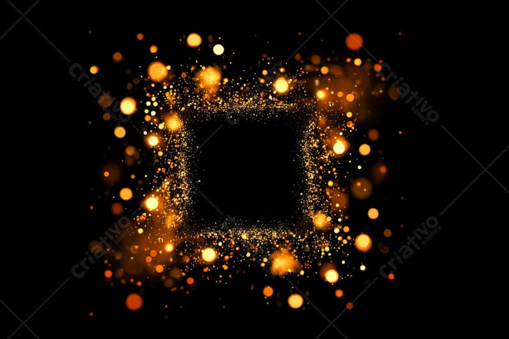 Bokeh dourado luz overlay sobre fundo escuro