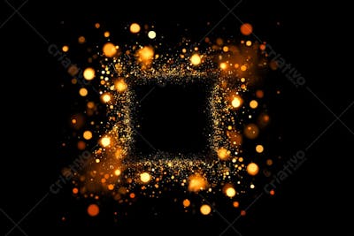 Bokeh dourado luz overlay sobre fundo escuro