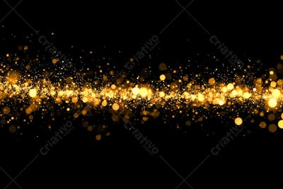Bokeh dourado luz overlay sobre fundo escuro